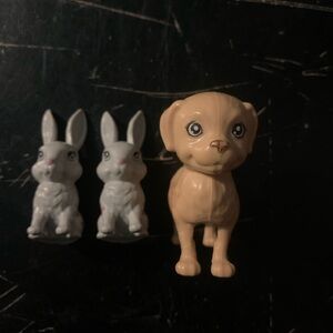Mattel Barbie Brown Dog & Gray Bunny Puppy  Animal Replacement Toy Lot